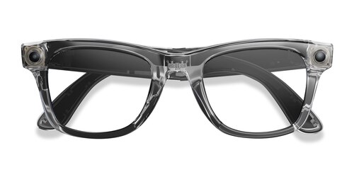 Unisex s square Shiny Transparent Gray Plastic Prescription sunglasses - Eyebuydirect s Ray-Ban Meta (Gen 2) Wayfarer