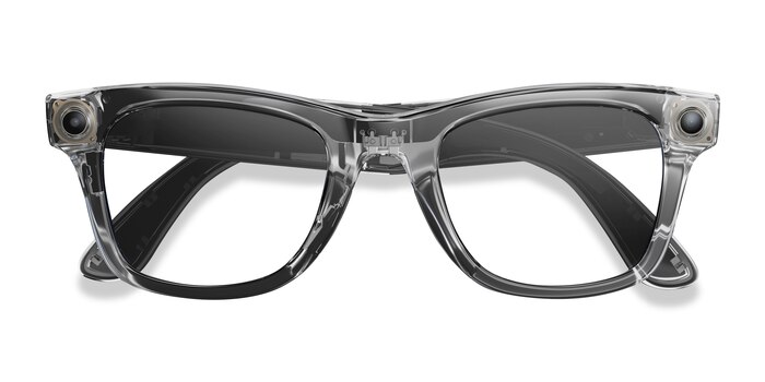 Shiny Transparent Gray Ray-Ban Meta Wayfarer (Gen 2) -  Plastic AI Glasses