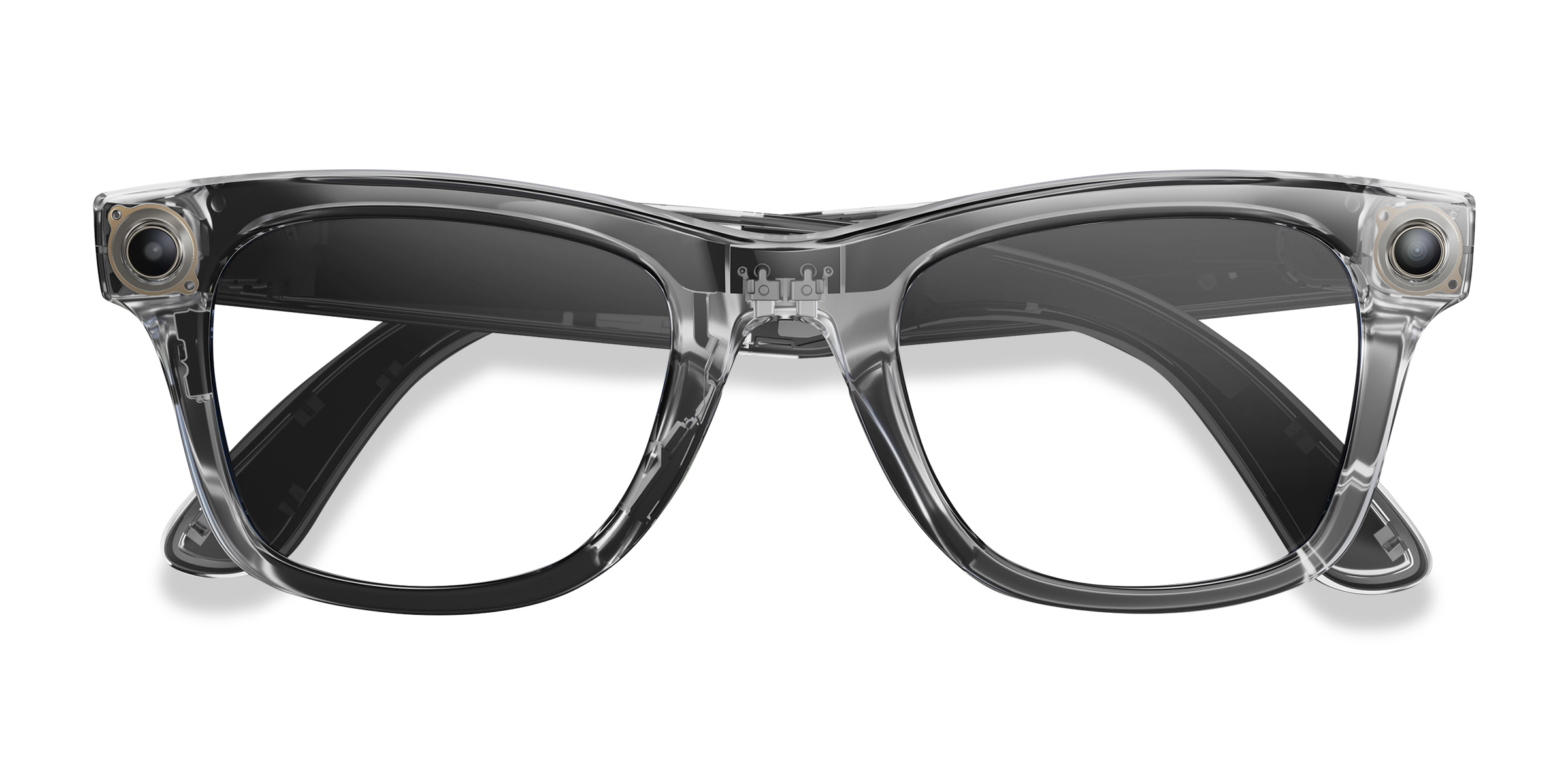 Unisex s square Shiny Transparent Gray Plastic Prescription sunglasses - Eyebuydirect s Ray-Ban Meta (Gen 2) Wayfarer