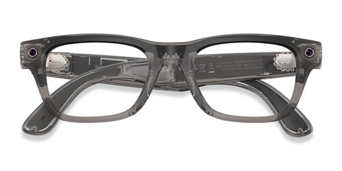 Unisex s rectangle Matte Transparent Ice Gray Plastic Prescription sunglasses - Eyebuydirect s Ray-Ban Meta (Gen 2) Blayzer Optics