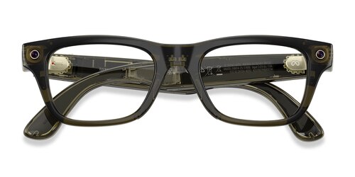 Unisex s rectangle Shiny Transparent Dark Olive Plastic Prescription sunglasses - Eyebuydirect s Ray-Ban Meta (Gen 2) Blayzer Optics