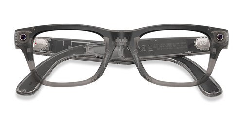 Unisex s rectangle Matte Transparent Ice Gray Plastic Prescription sunglasses - Eyebuydirect s Ray-Ban Meta (Gen 2) Blayzer Optics
