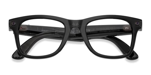 Unisex s square Polished Transparent Black Plastic Prescription sunglasses - Eyebuydirect s Ray-Ban Meta (Gen 3) Wayfarer Optics