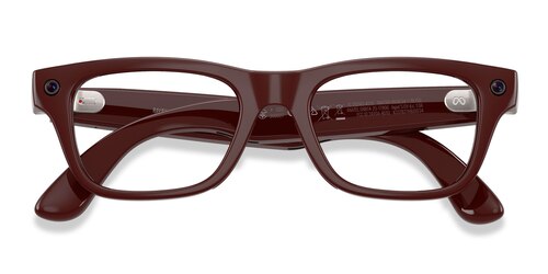 Unisex s rectangle Shiny Brick Brown Plastic Prescription sunglasses - Eyebuydirect s Ray-Ban Meta (Gen 2) Blayzer Optics