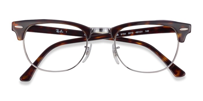 Ray-Ban RB5154 Clubmaster - Browline Tortoise Frame Eyeglasses |  Eyebuydirect