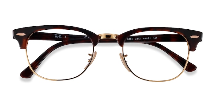 Ray-Ban RB5154 Clubmaster - Browline Gold Tortoise Frame Eyeglasses |  Eyebuydirect
