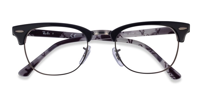 RB5154 Clubmaster - Browline Black Multicolor Frame Eyeglasses | Eyebuydirect