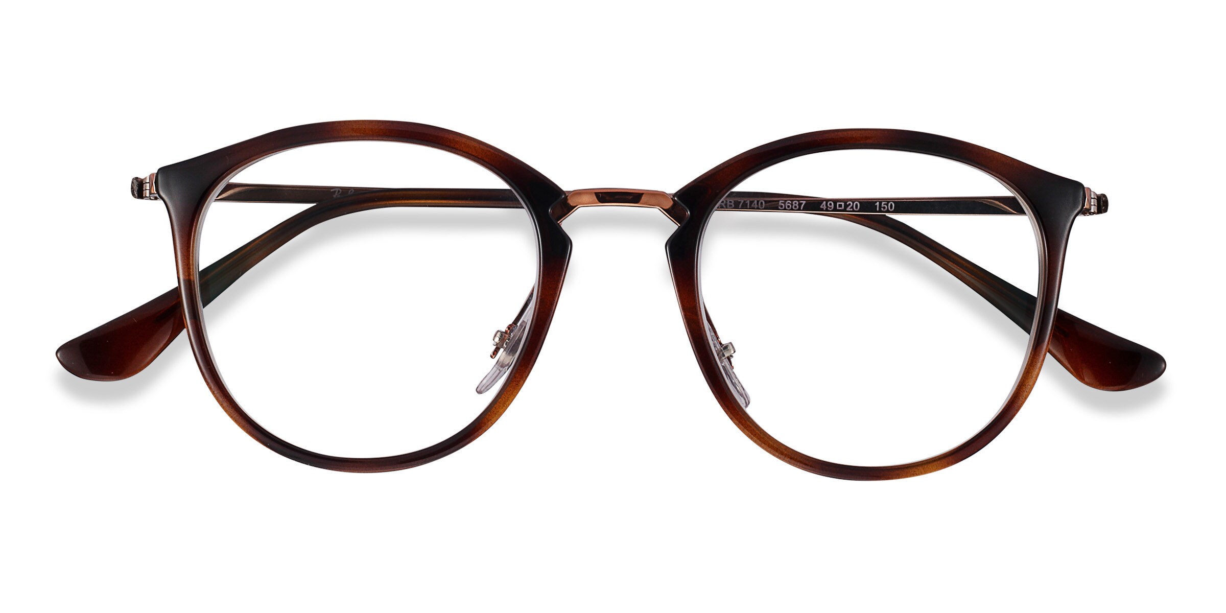 Ray-Ban RB7140 - Round Tortoise Bronze Frame Glasses For Women |  EyeBuyDirect