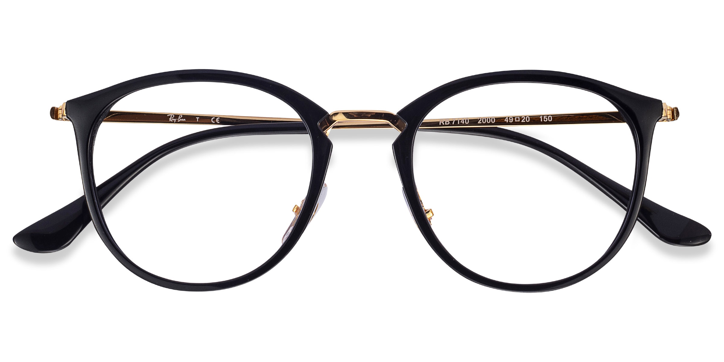 Ray-Ban RB7140 - Round Black Gold Frame Glasses For Women 