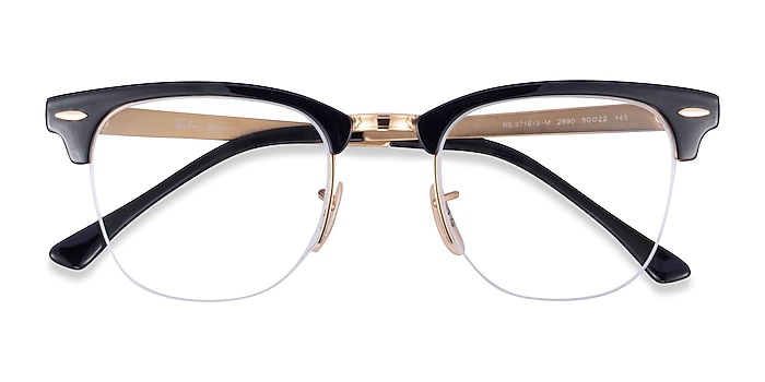 Ray-Ban RB3716VM - Browline Black Gold Frame Eyeglasses | Eyebuydirect