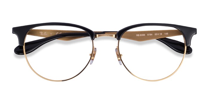 Ray-Ban RB6396 - Browline Black Gold Frame Eyeglasses | Eyebuydirect