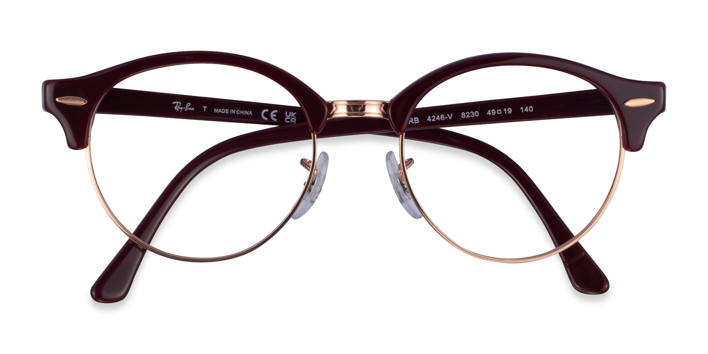 Ray Ban RB4246V Clubround Browline Dark Purple Gold Frame Glasses For Women Eyebuydirect Canada