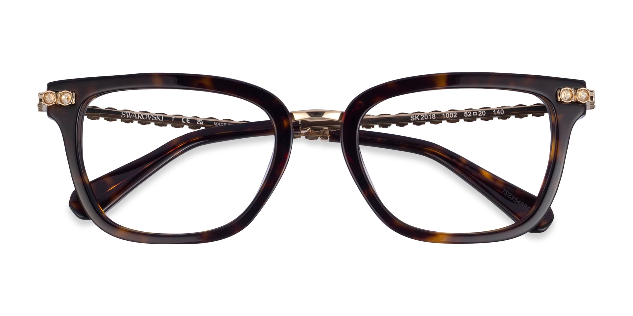 Swarovski SK2018 - Square Dark Tortoise Frame Glasses For Women
