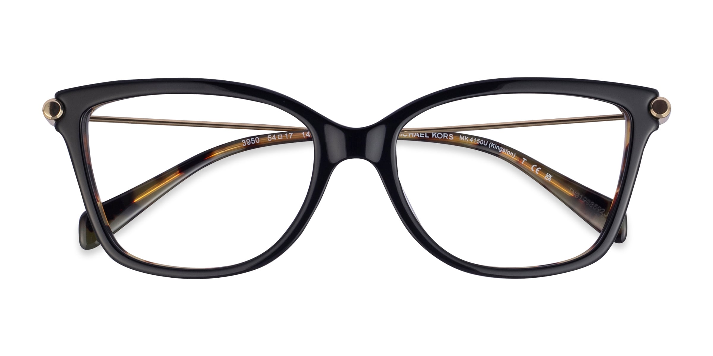 Michael Kors MK4150U Kingston - Square Black Amber Tortoise Frame