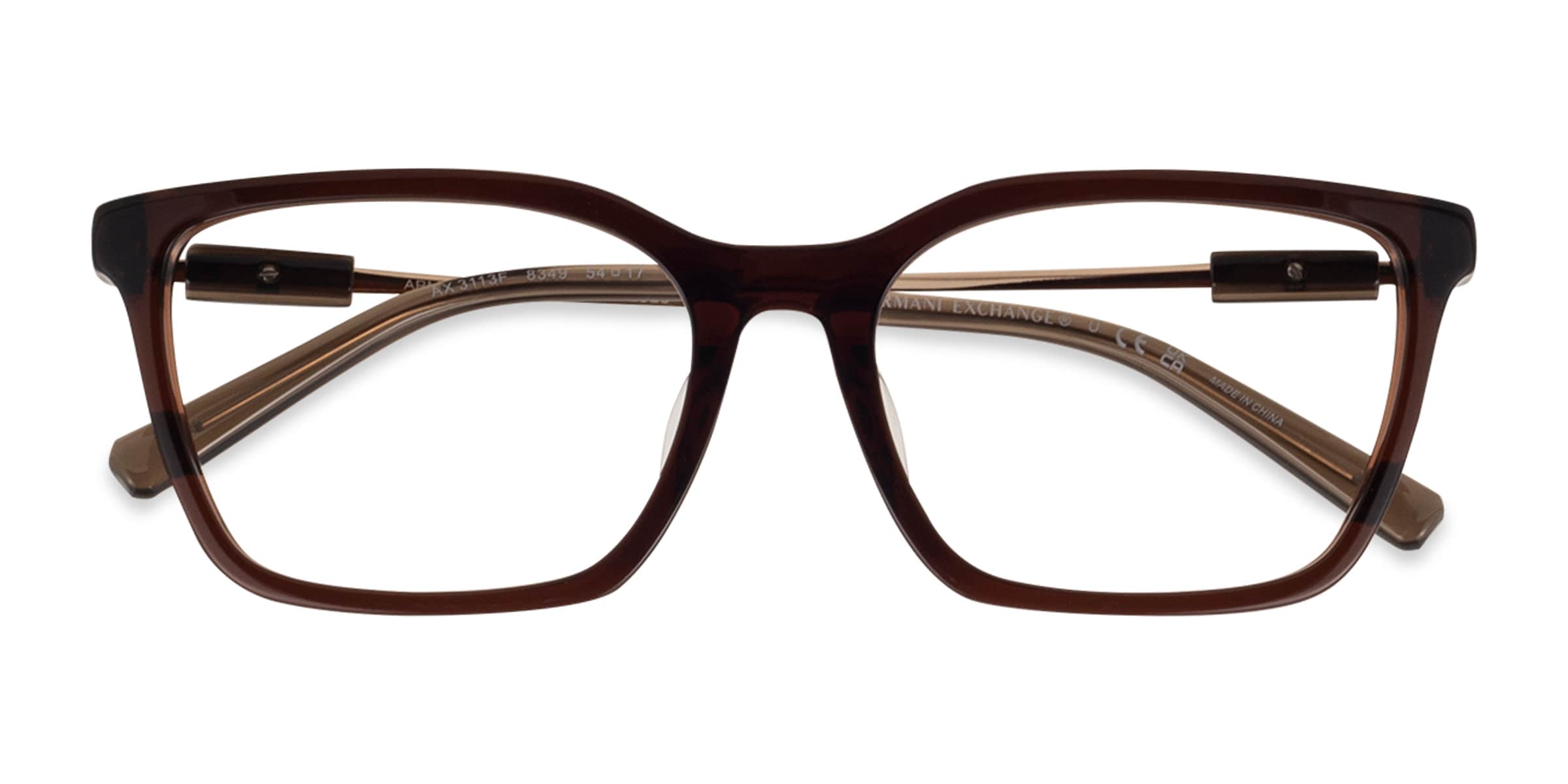 Armani Exchange AX3113F - Rectangle Shiny Transparent Brown Frame ...