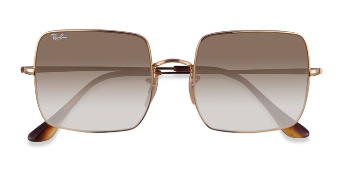 Ray-Ban RB1971 Square - Square Gold Frame Sunglasses For Women |  Eyebuydirect