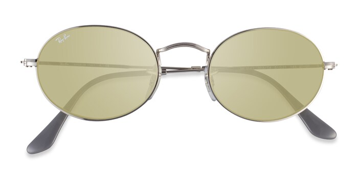 Ray-Ban RB3547 - Oval Silver Gray Frame Prescription Sunglasses |  Eyebuydirect