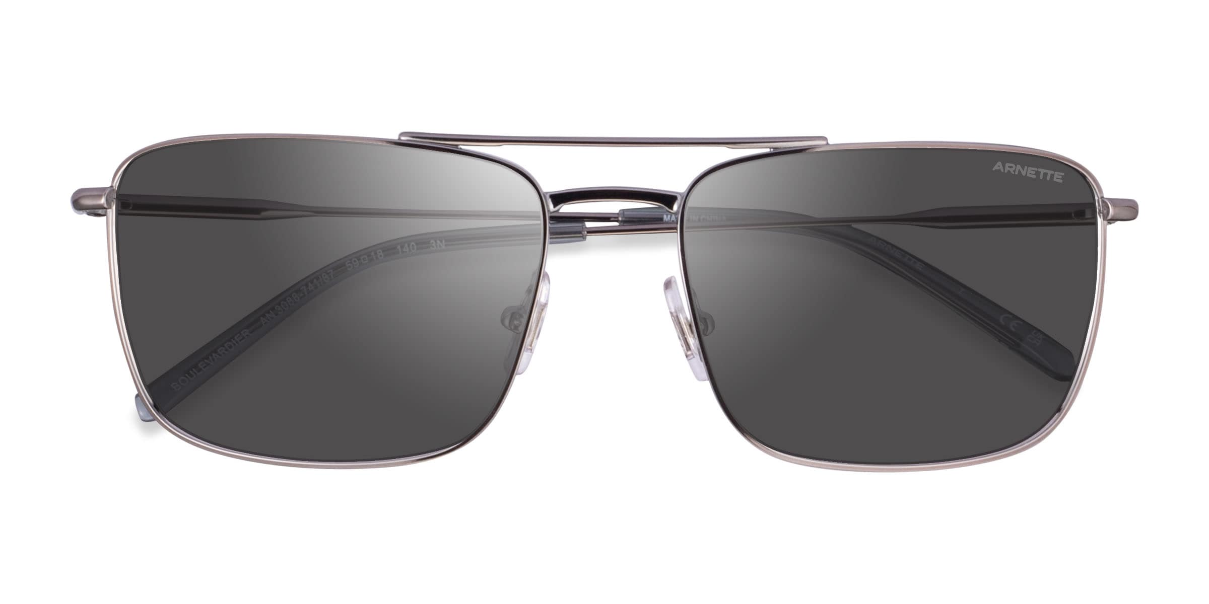 ARNETTE Boulevardier - Aviator Gunmetal Frame Sunglasses For Men