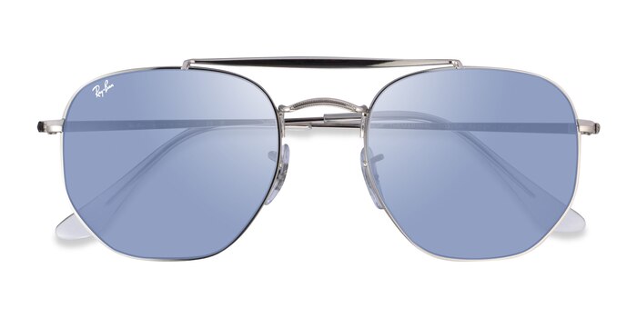 Silver Ray-Ban RB3648 The Marshal -  Metal Sunglasses
