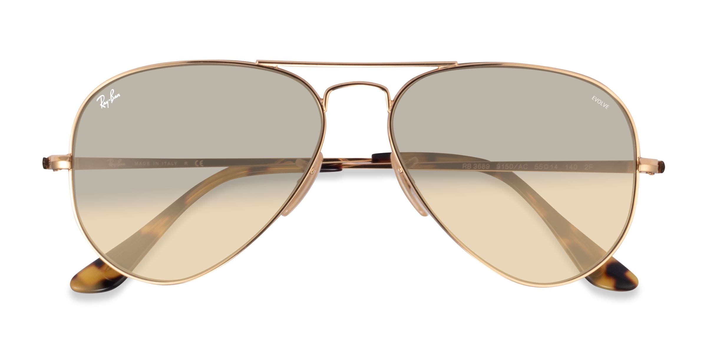 Ray Ban RB3689 Aviator Arista Gold Frame Prescription Sunglasses