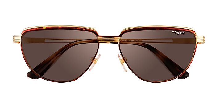 Tortoise Gold Vogue Eyewear VO4235S -  Metal Sunglasses