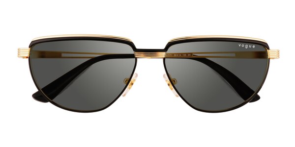 Vogue Eyewear VO4235S - Geometric Black Gold Frame Prescription ...