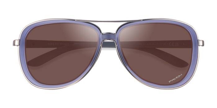 Clear Purple Oakley Split Time -  Metal Sunglasses