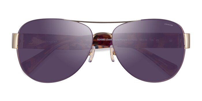 Purple Gold Coach HC7059 L138 -  Metal Sunglasses