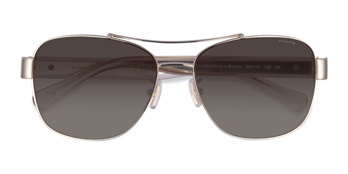 Light Gold Coach HC7064 L151 -  Metal Sunglasses
