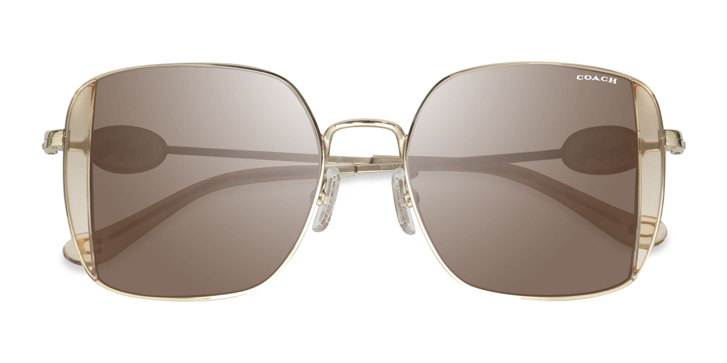 COACH レディースサングラス Coach HC7177B CAD72 - Square Shiny Light Gold Frame Sunglasses For