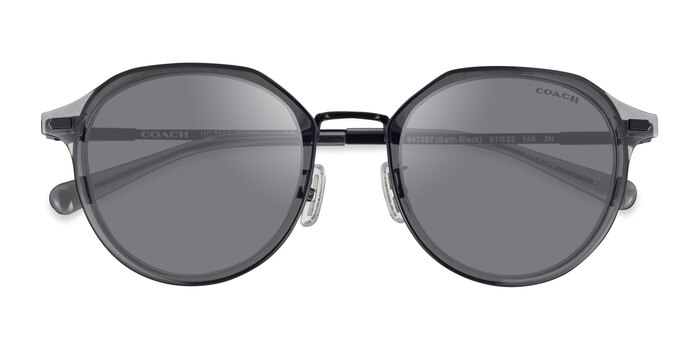 Satin Black Coach HC7183 CBZ97 -  Métal Lunettes de soleil