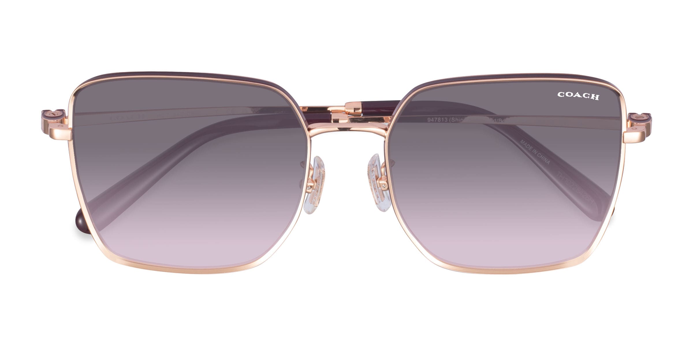 Coach HC7184D CBZ51 - Square Shiny Silver Frame Sunglasses For