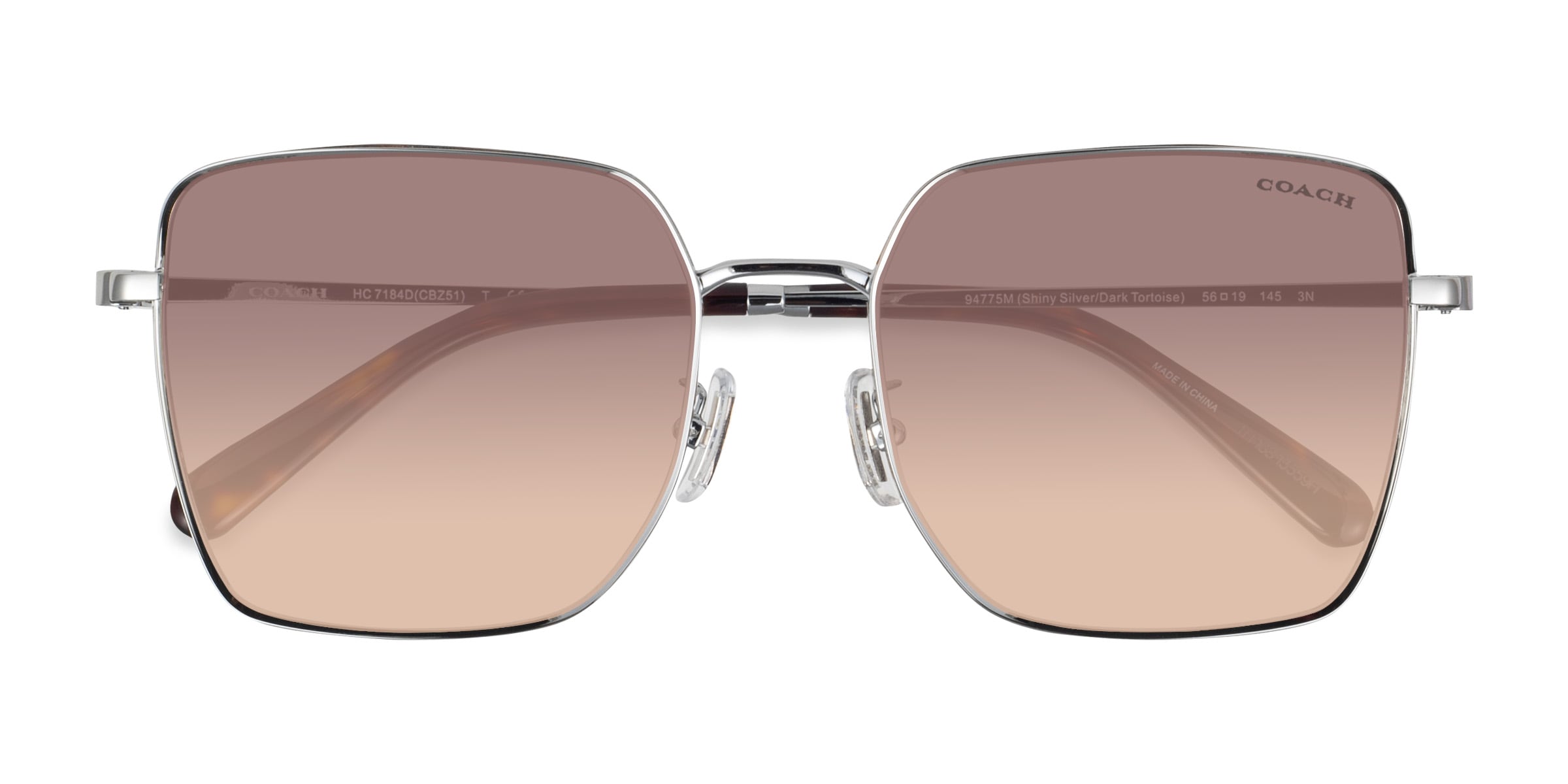 Coach HC7184D CBZ51 - Square Shiny Silver Frame Sunglasses For