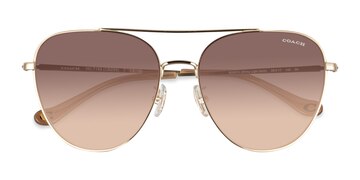 Shiny Light Gold Coach HC7182 CBZ89 -  Métal Lunettes de soleil