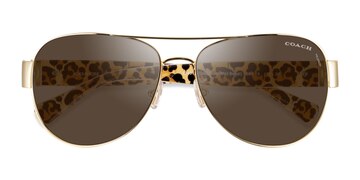 Gold Ivory Wild Beast Coach HC7059 L138 -  Metal Sunglasses