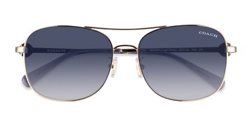 Shiny Light Gold Coach HC7127 C6177 -  Metal Sunglasses