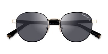 Gold Black Coach HC7131 C6195 -  Metal Sunglasses