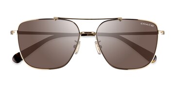 Shiny Light Gold Coach HC7137 Ca576 -  Metal Sunglasses
