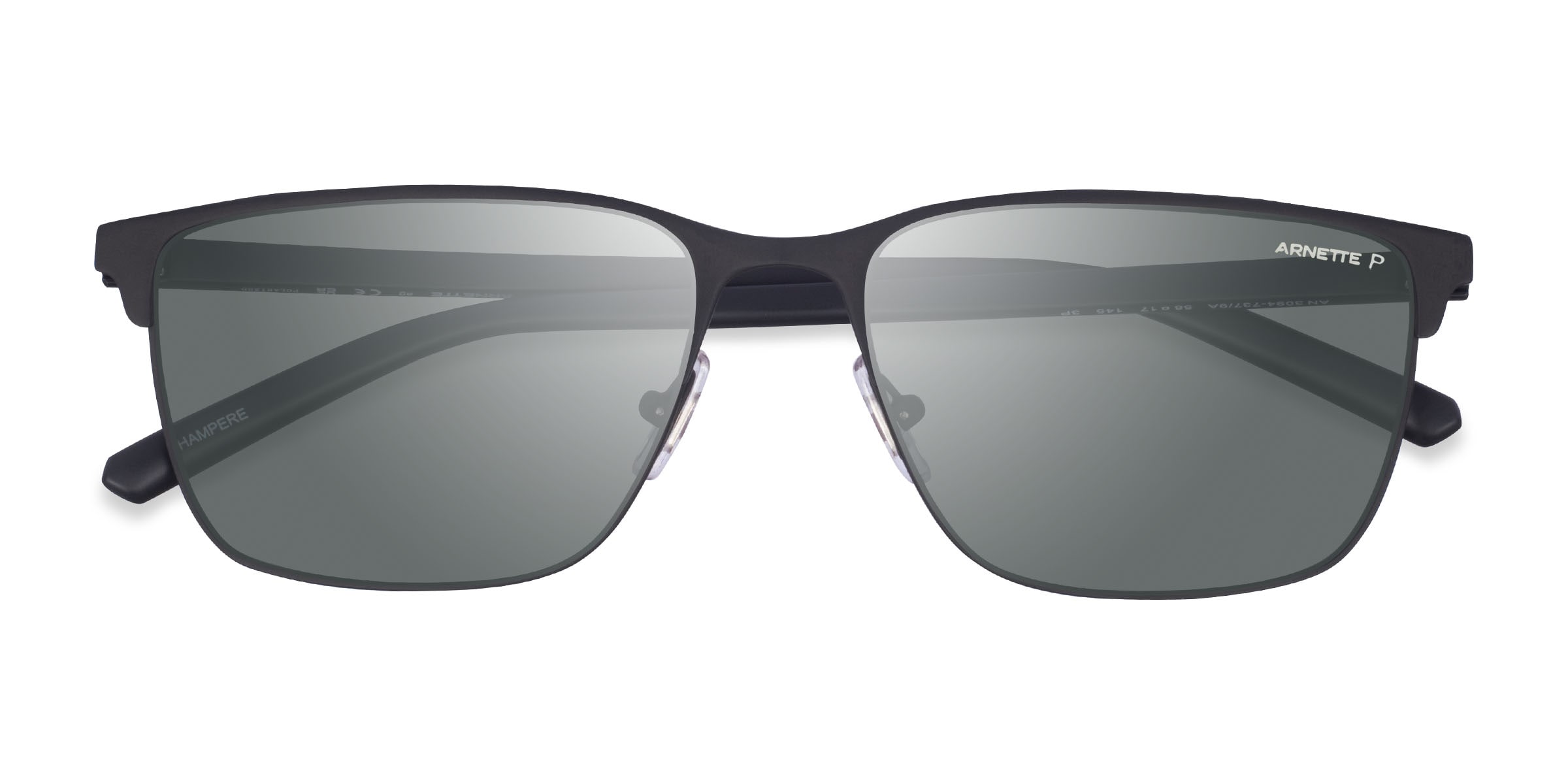 ARNETTE Hampere - Rectangle Matte Black Frame Sunglasses For Men