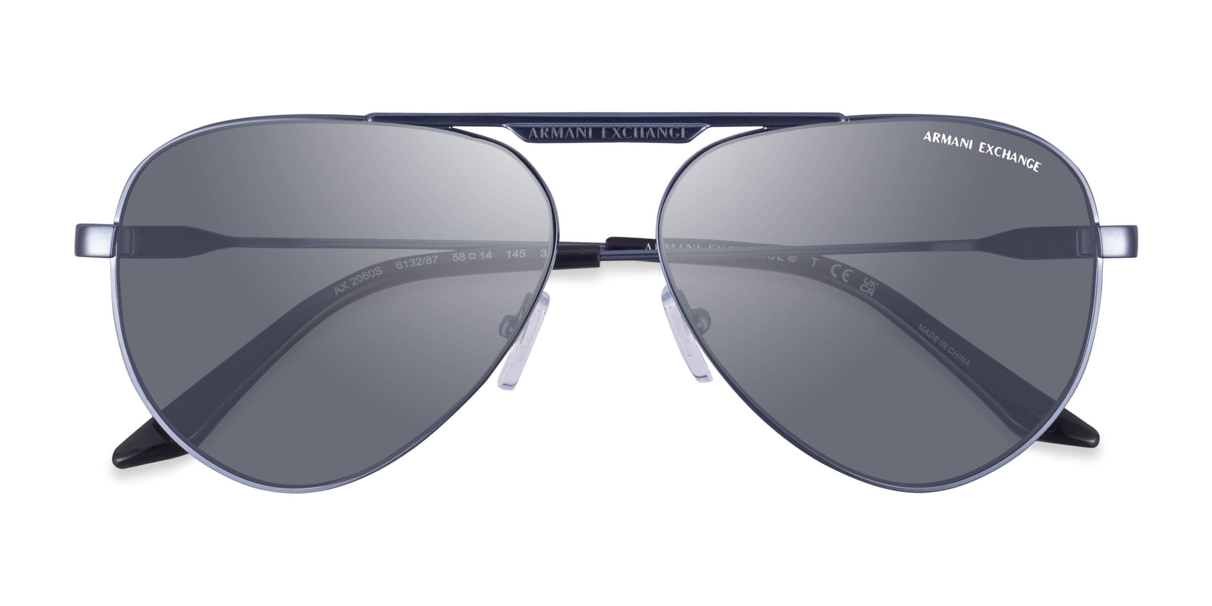 Armani Exchange AX2060S - Aviator Matte Silver Frame Prescription