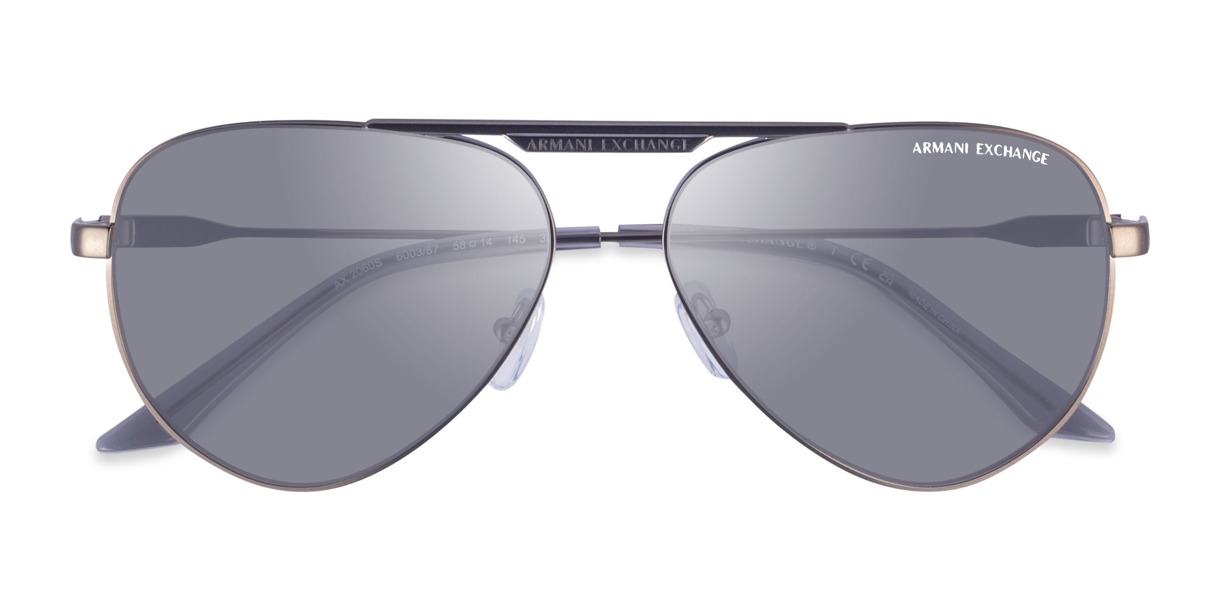 AMAROSアマロスソリューション Armani Exchange AX2060S - Aviator Matte Silver Frame Prescription