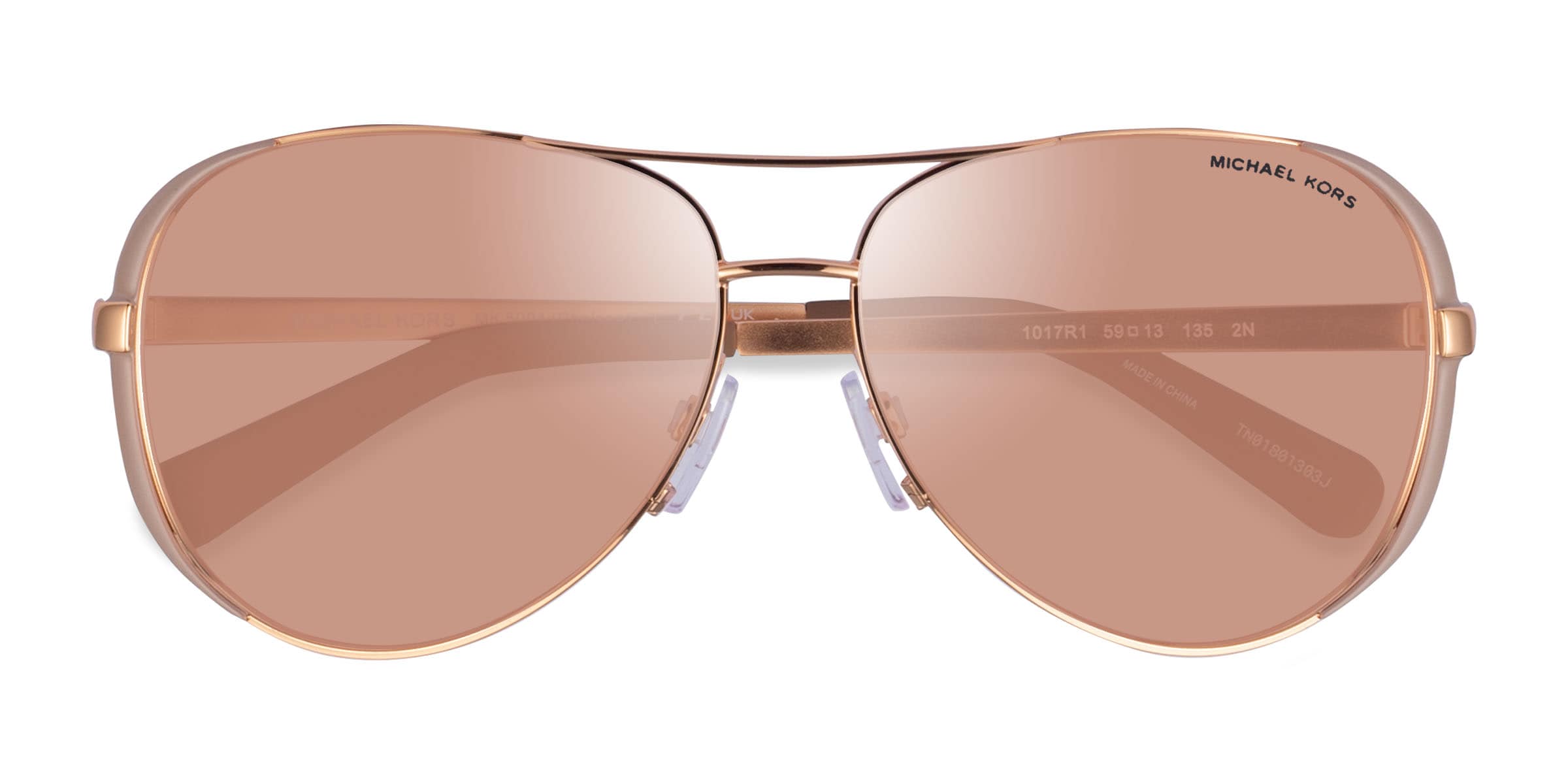 Michael Kors Rose Gold Aviator Sunglasses with Pink-Bronze Lenses Michael Kors Biarritz MK1160 sunglasses for women in Rose Gold main image 2