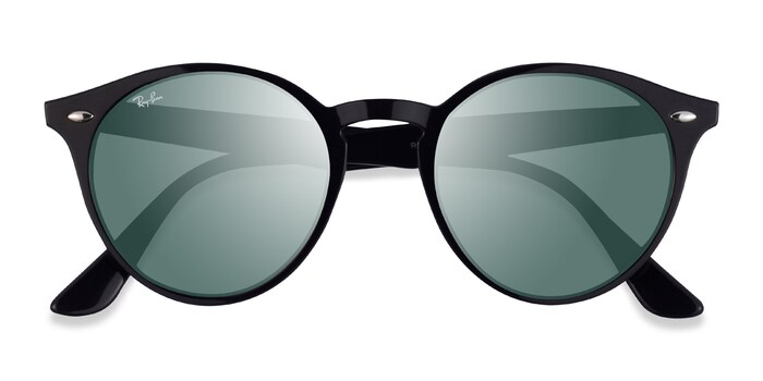 Ray-Ban RB2180 - Round Black Frame Prescription Sunglasses | Eyebuydirect