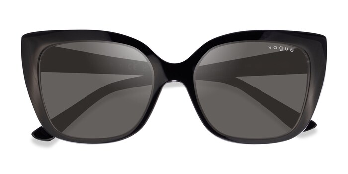 Vogue Eyewear VO5337S - Cat Eye Black Clear Frame Sunglasses For Women