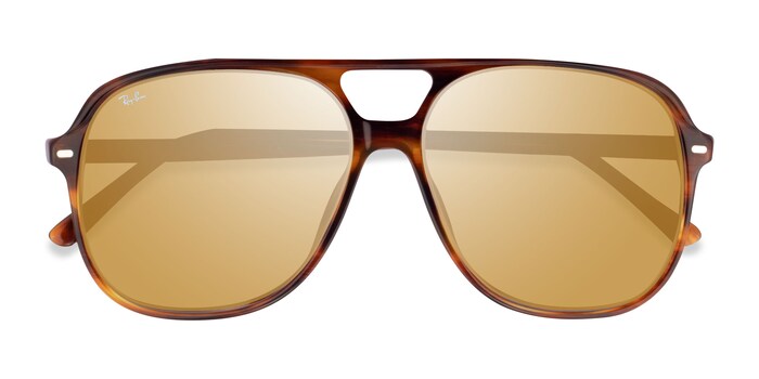 Ray-Ban RB2198 Bill - Aviator Striped Tortoise Frame Sunglasses For Men |  Eyebuydirect