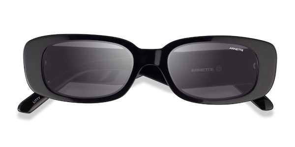 ARNETTE Litty - Rectangle Black Frame Prescription Sunglasses ...