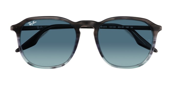 Striped Gray Blue Ray-Ban RB2203 -  Acetate Sunglasses
