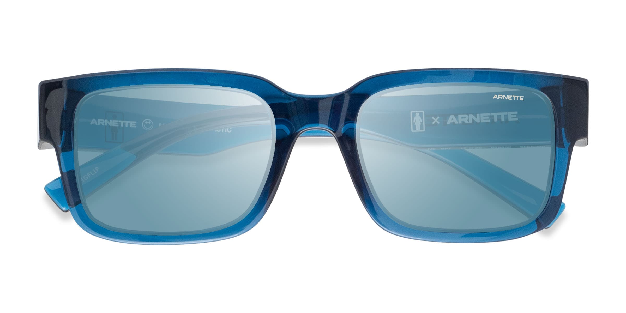 ARNETTE Bigflip - Square Transparent Blue Frame Prescription Sunglasses ...