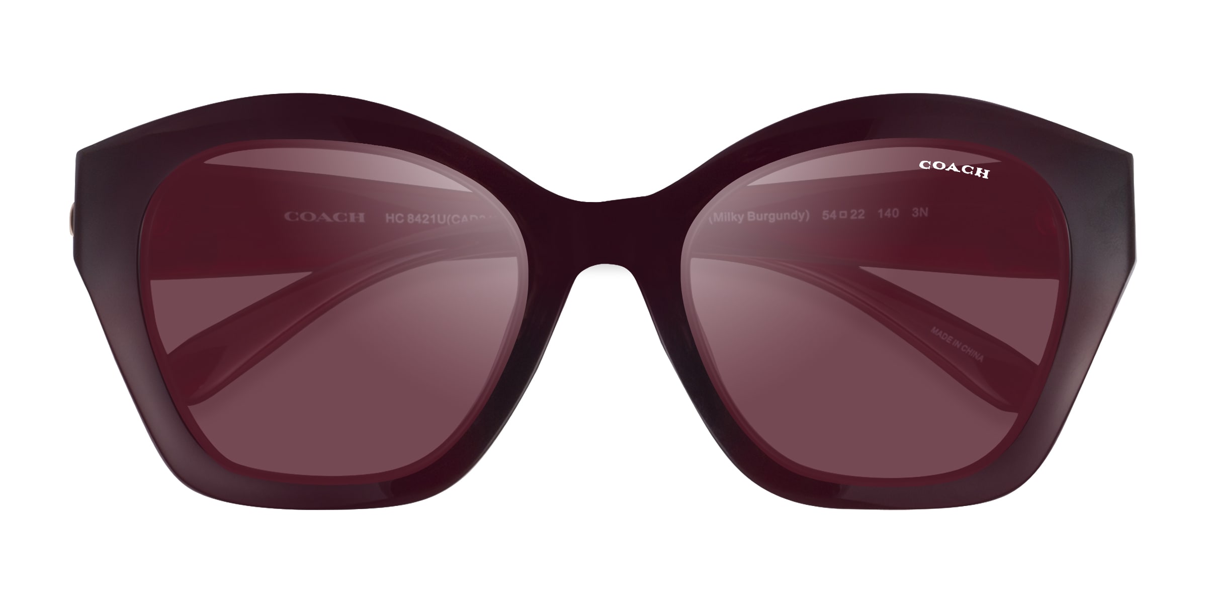 Coach HC8421U CAD31 - Cat Eye Milky Burgundy Frame Sunglasses For