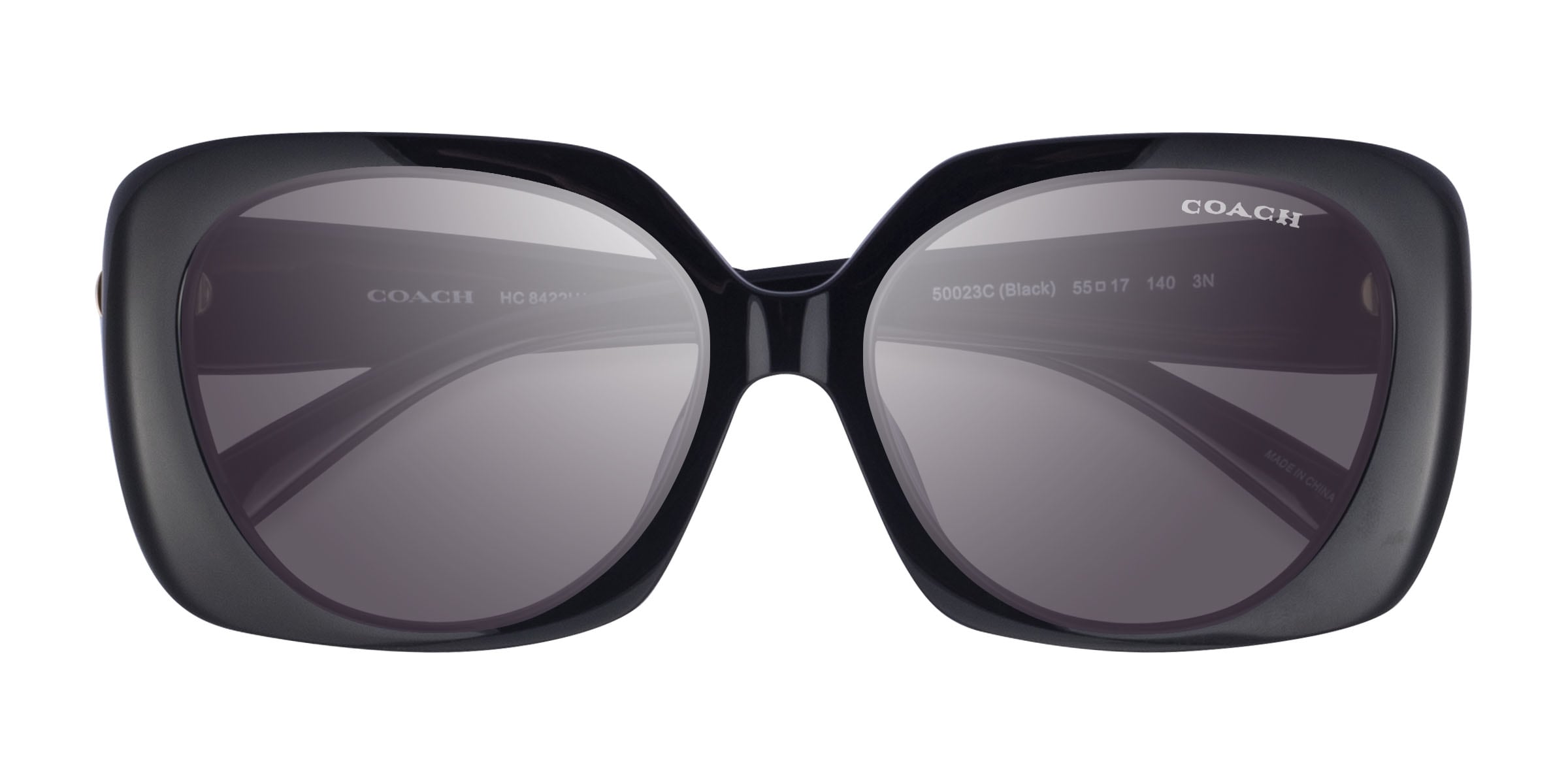 Coach HC8422U CAD33 - Square Black Frame Sunglasses For Women